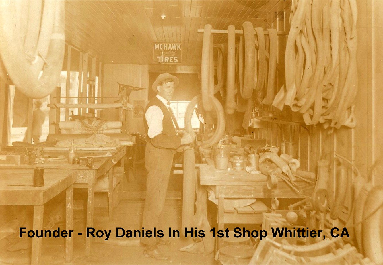 Roy Daniels in his original shop in Whittier